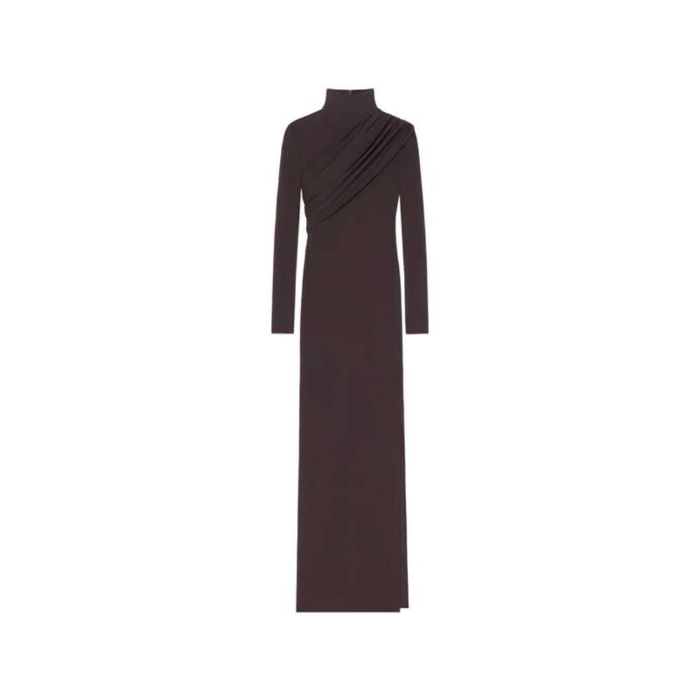 Courreges Women Long Jersey Dress With Cable-Knit Details
